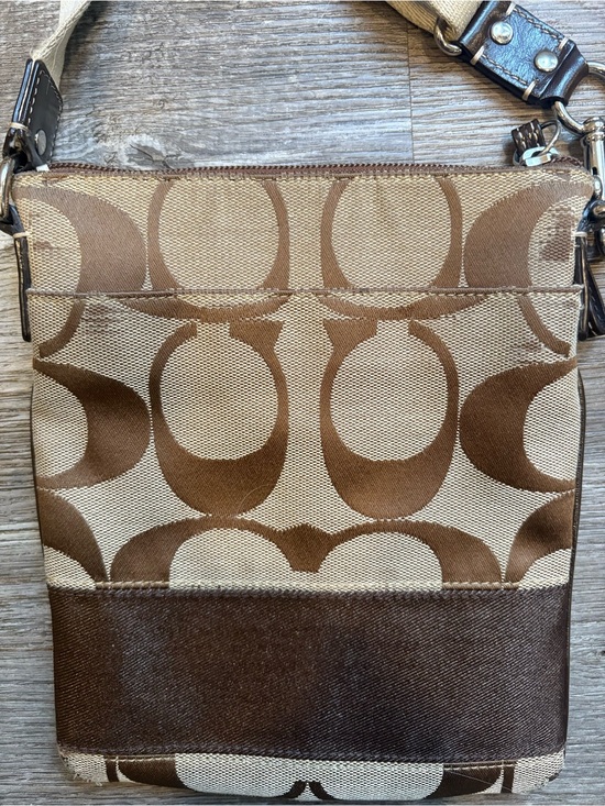Coach Handbags - Coach Two-Tone Signature Crossbody in Brown and Tan